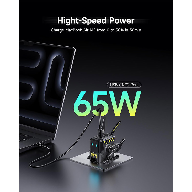 خرید شارژر GravaStar Alpha65 - دارای دو شاخه و سه شاخه - خاکستری زغالی